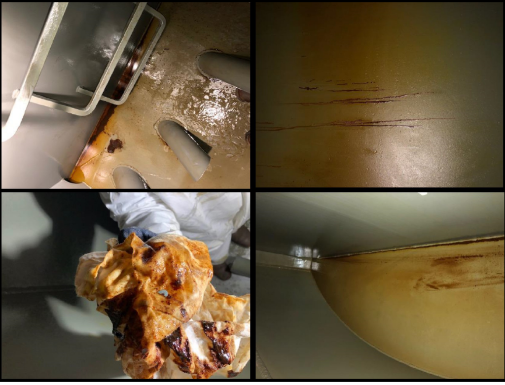 Picture of lube oil tank reserovir cleaning before and after